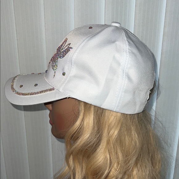 White Rhinestone Butterfly Cap - Picture 3 of 4